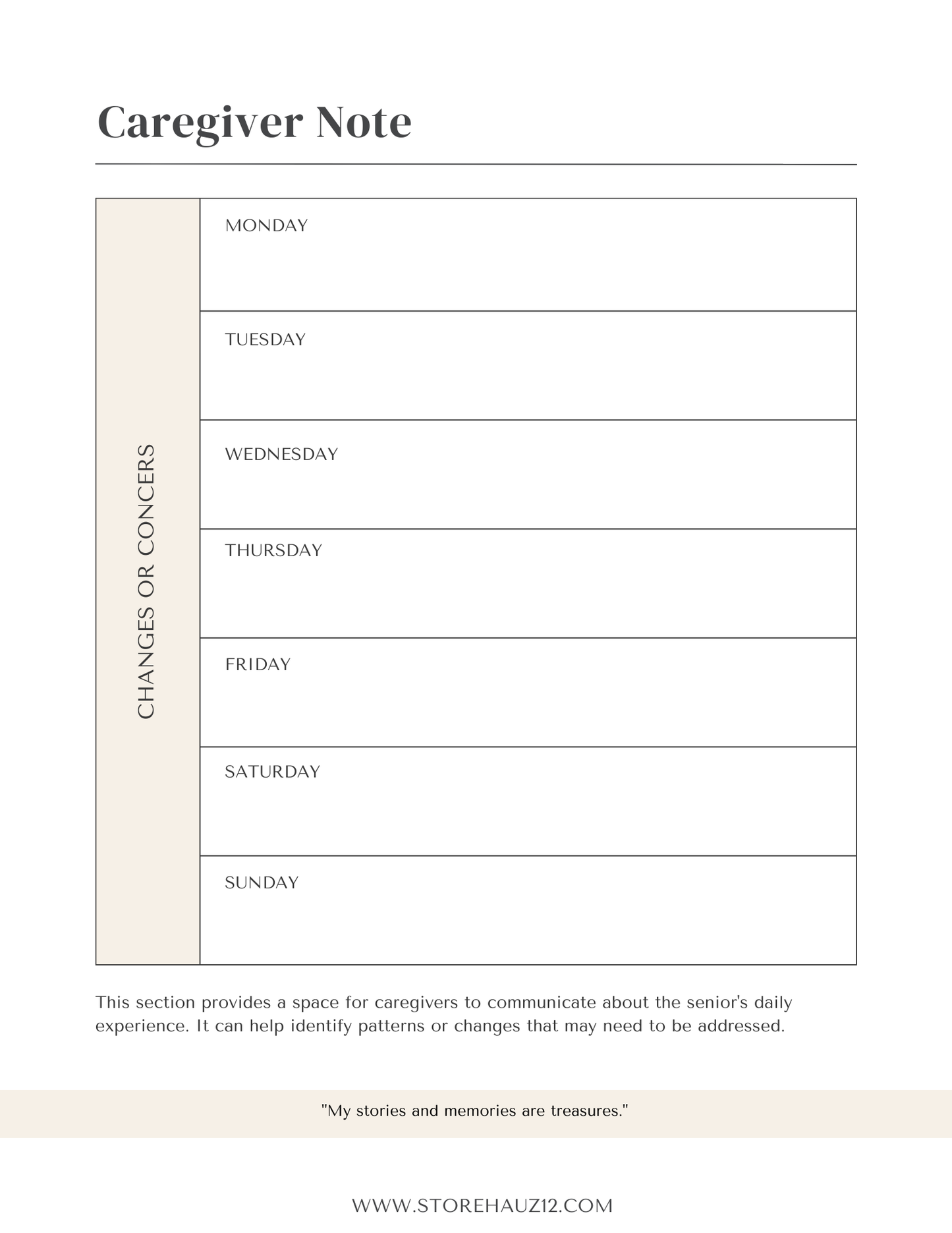 Love Brings You Home Care Planner